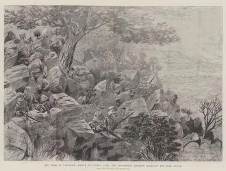 O Cerco de Ladysmith, Batalha do Acampamento de César, o Regimento de Manchester repelindo o Ataque dos Boers